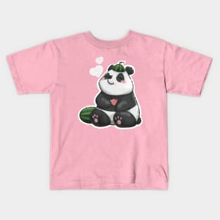 Panda with summertime watermelons Kids T-Shirt